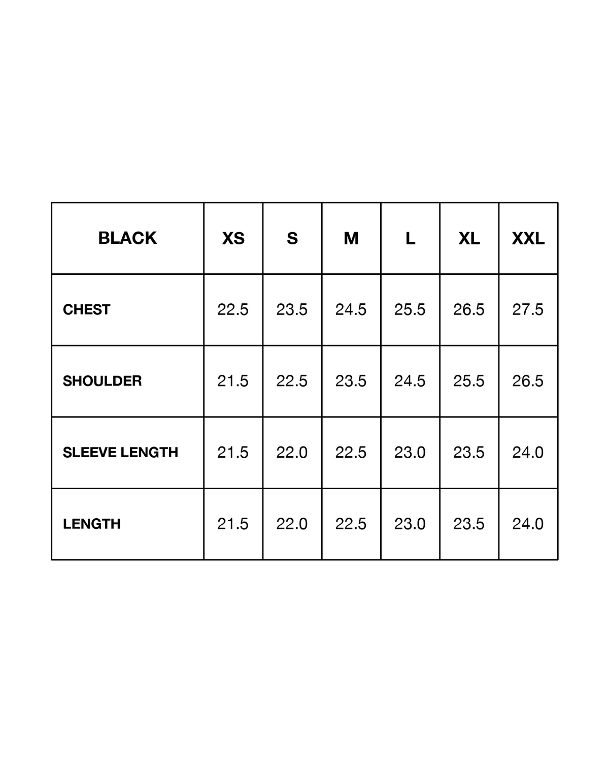 Size chart