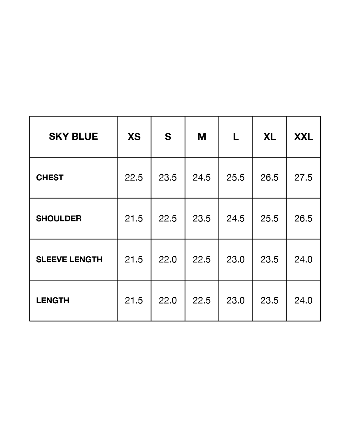 Size chart