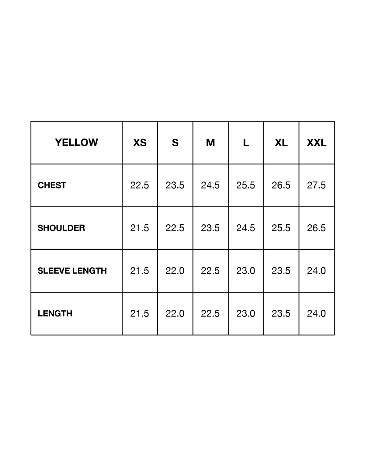Size chart